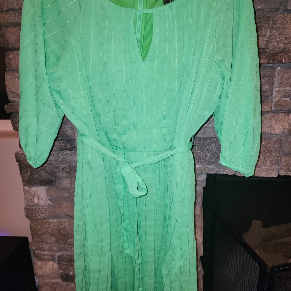 DKNY Bright Green Pleated Dress